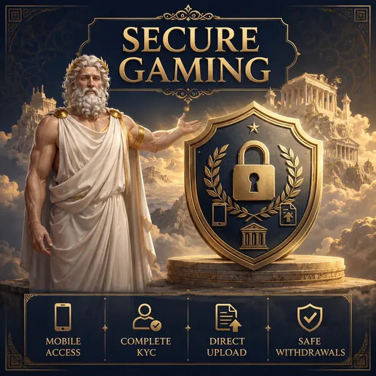 Wijze oudere god die toezicht houdt op mobiele app beveiligingsfuncties bij Mobile Security Features and Biometric Login Casino